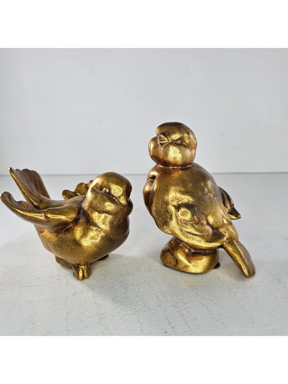Freeman McFarlin Mr And Mrs Bird Figurine Gold Finish Kay Finch Couple 823 824